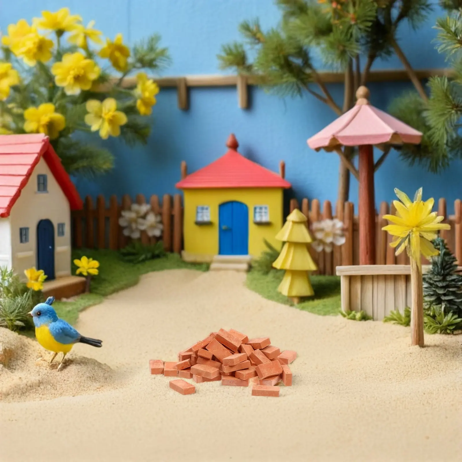 

100 шт. имитационных миниатюрных кирпичиков из глины для микроландшафта, декор для песочницы, мини-кирпичные украшения, миниатюрные кирпичики