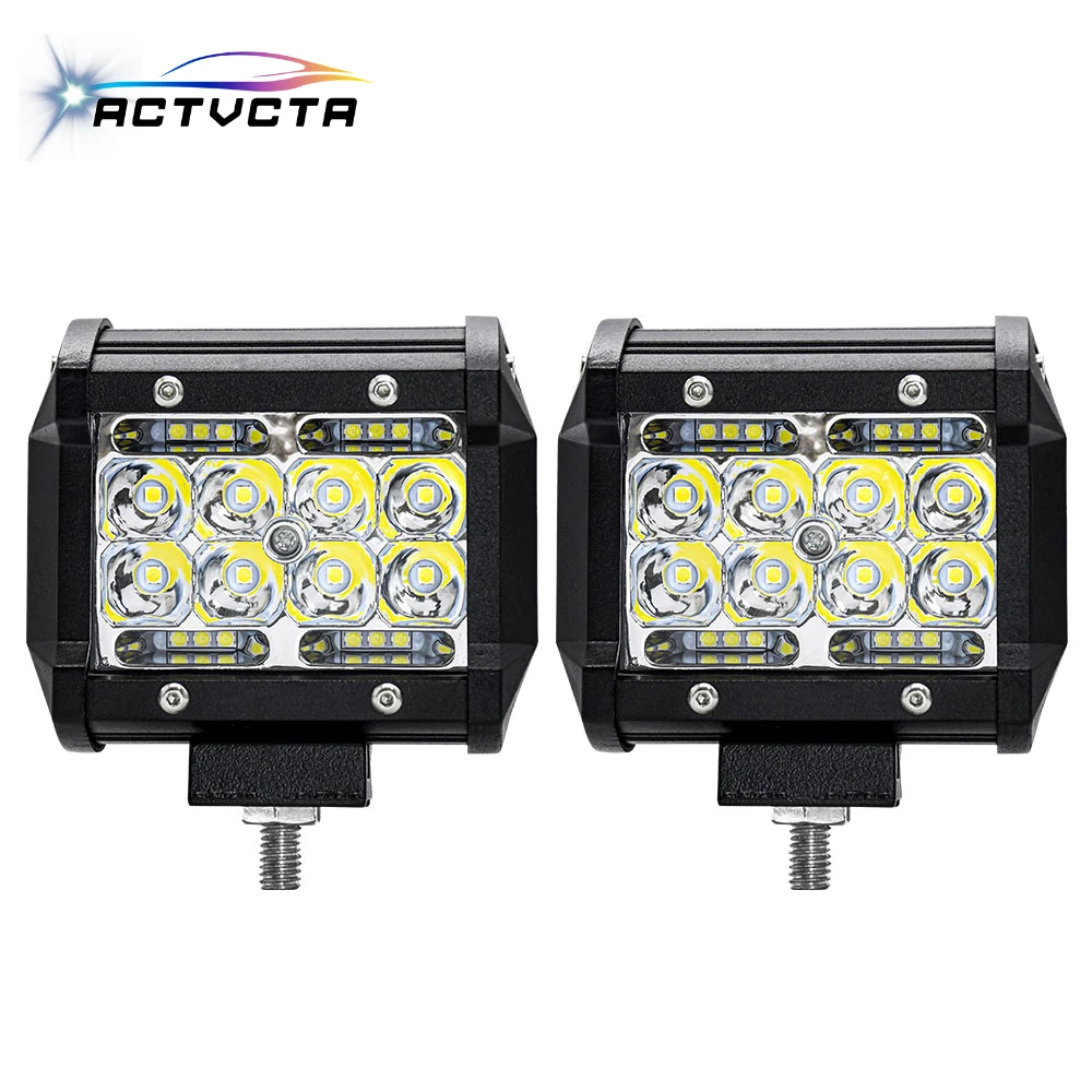 ACTVTCA 120W 4Inch 4x4 Off Road LED Light Bar 12V Fog Running Led Work Light 3 Modes Memory Function for Tractor Jeep