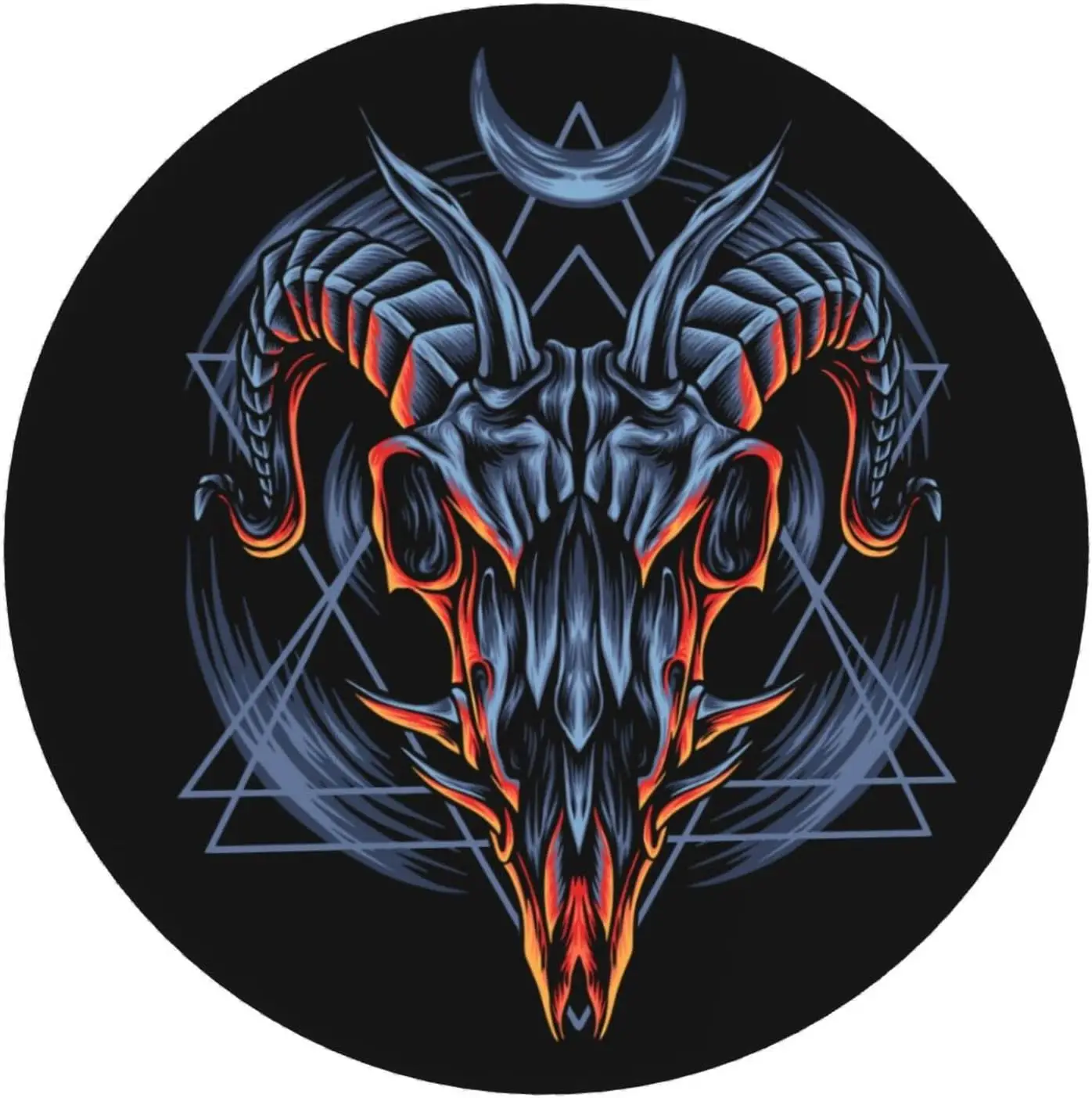 

Horror Demon Sheep Skull Dark Black Mouse Mat with Stitched Edge Non-Slip Rubber Base for Computer Office Desk 7.9 x 7.9 inch