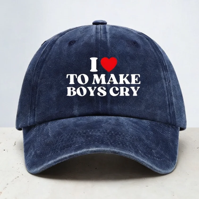

I Heart To Make Boys Cry Baseball Cap fashion Vintage Washed Soft Top cowboy Adjustable Snapback Hats