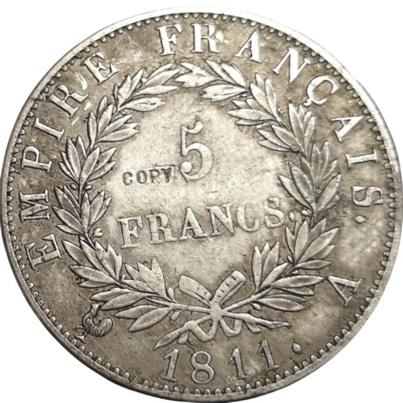 1811 France 5 Francs-Napoleon I silver Plated coin Copy