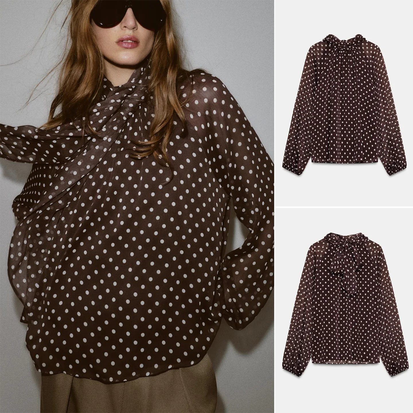 

Осень-зима, Новое поступление, женские длинные све в горошек с воротником-стойкой и узлом, прозрачный дизайн, удобные полиэтиленовые...