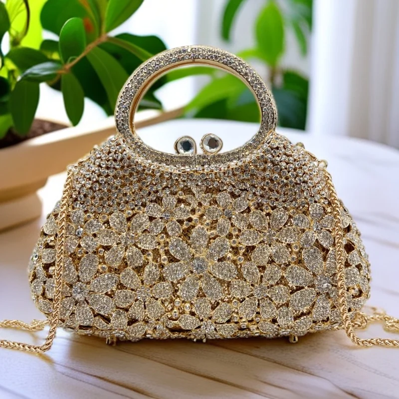 

"Evening Party Bags 2024 - Rhinestone Clutch Purse for Women, Luxury Wedding Handbag with Chain"