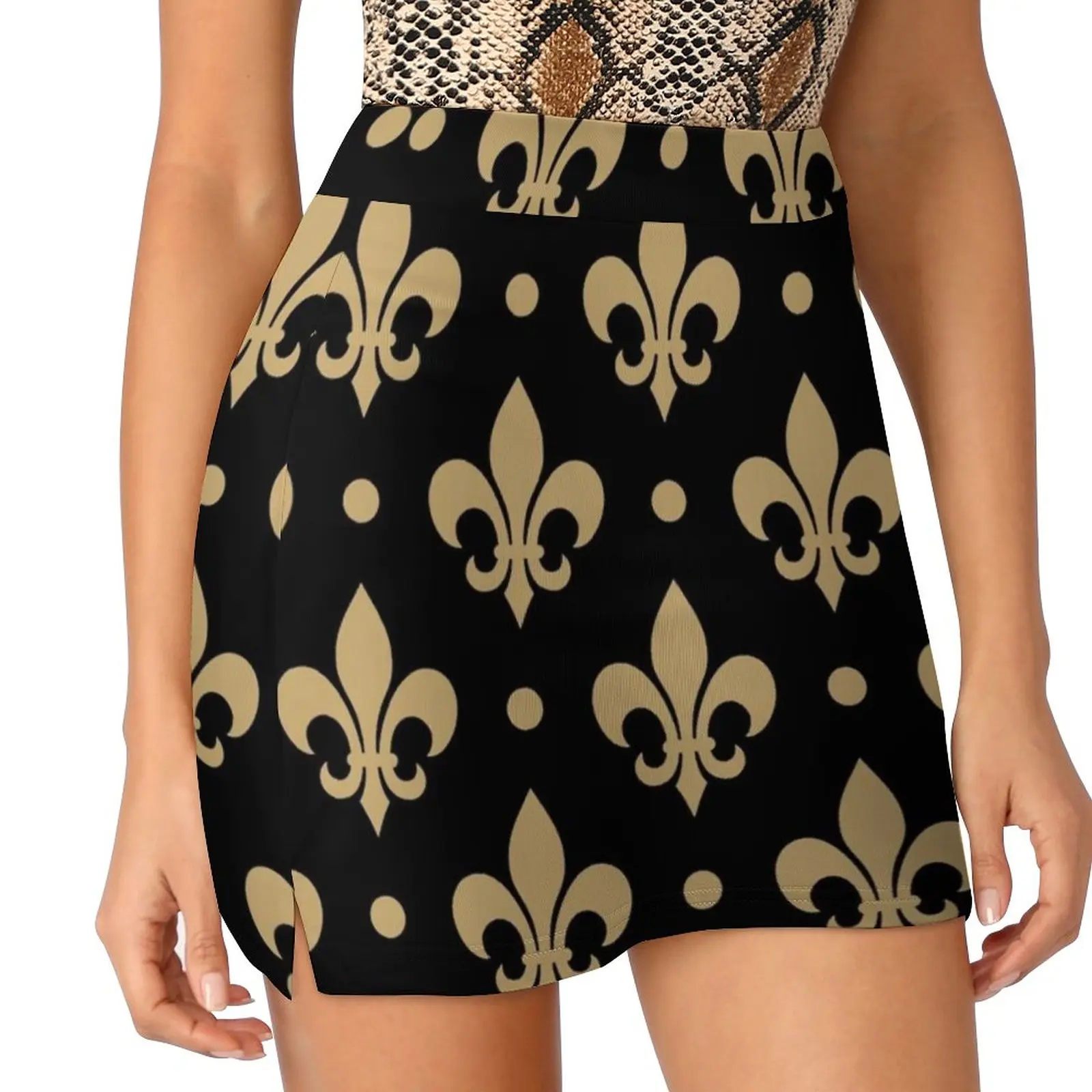 

Gold & Black Fleur De Lis-Saints Fans Louisiana Women's skirt Aesthetic skirts New Fashion Short Skirts Saints Louisiana