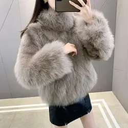 Autumn Winter Oversized Loose Casual Luxury Soft Thick Warm Hairy Faux Coat Women Long Sleeve Fluffy Jacket 2024