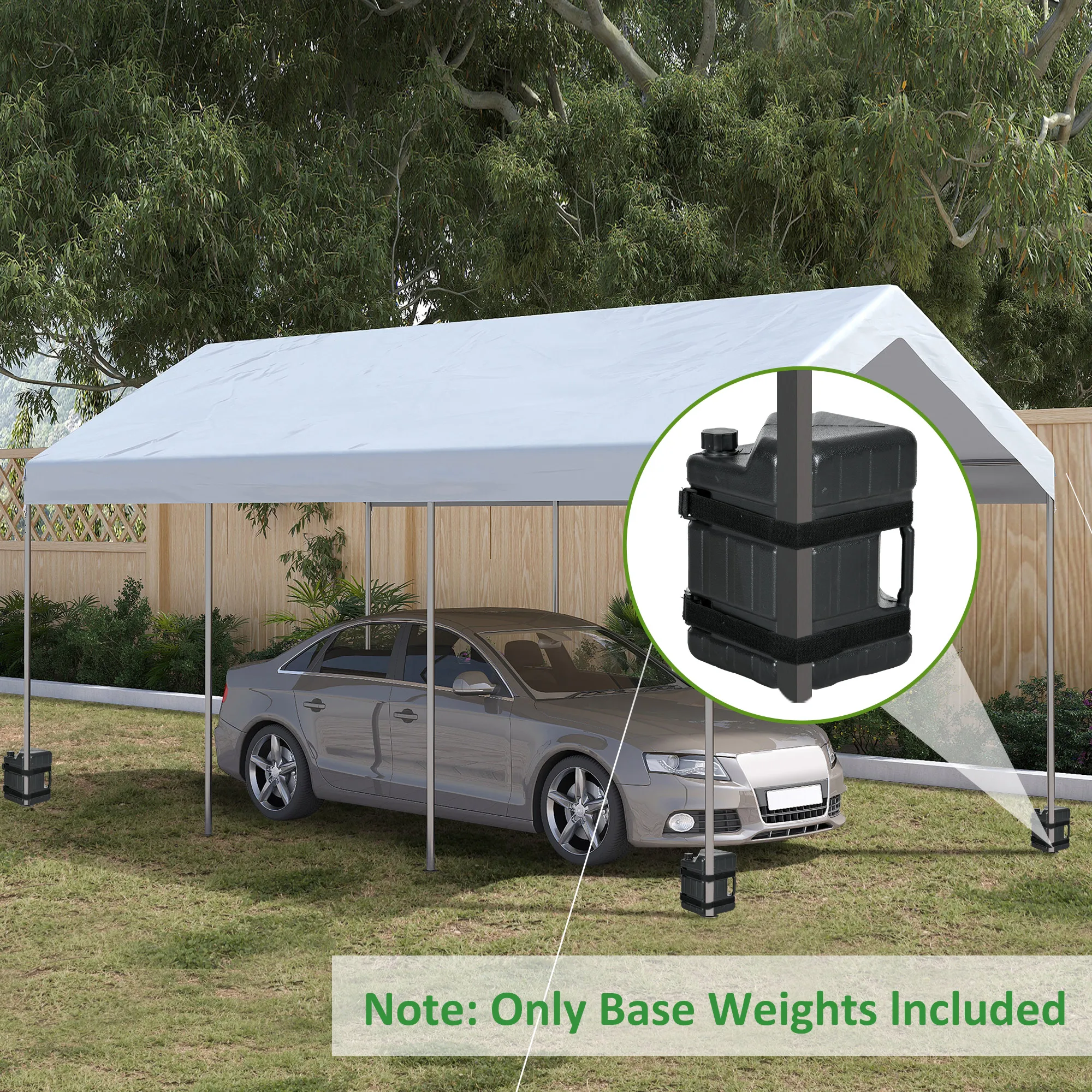 

Set of 4 Straight Leg Canopy Weights Water or Sand Filled for Gazebo Tent with Built in Handles Secure Straps HDPE Outdoor