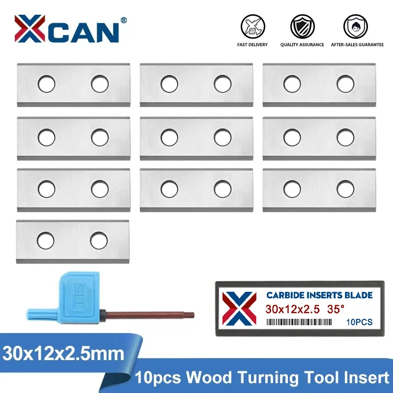 

XCAN Wood Turning Tool Square 30x12x2.5mm 1.18 inch Carbide Inserts Cutter Blades 2 Edges for Woodworking Groove Helical Planer