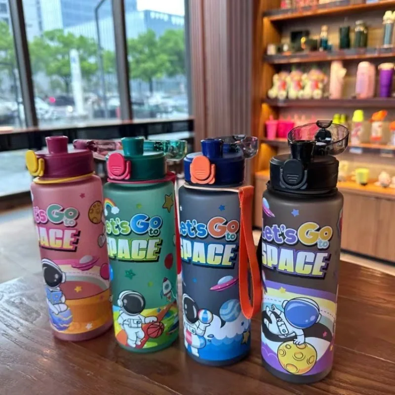 New Outdoor Student Summer High Appearance Level Portable Plastic Water Bottle Cartoon High Temperature Resistant Space Bottle