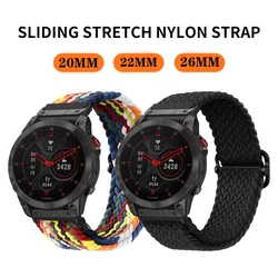 QuickFit 20 22 26mm Braided Nylon Elastic Strap For Garmin Fenix 5 6 7 7X 7S Pro Instinct 2 X TacTix 7 Descent G1 MK2 MK3 Enduro