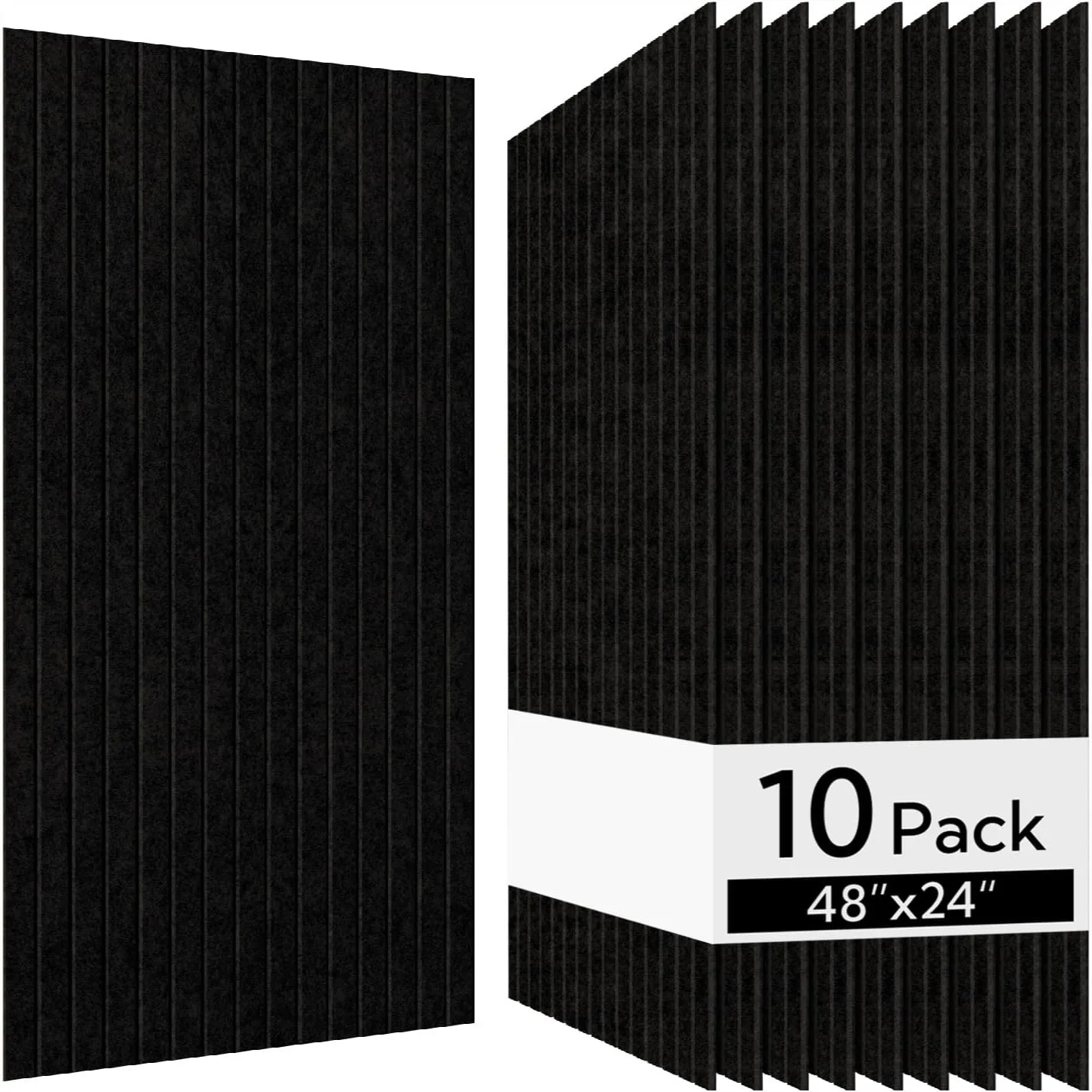 

Acoustic Wall Panels 10 Pack, 48x24 Sound Absorbing Panels for Home Studio and Office, Black