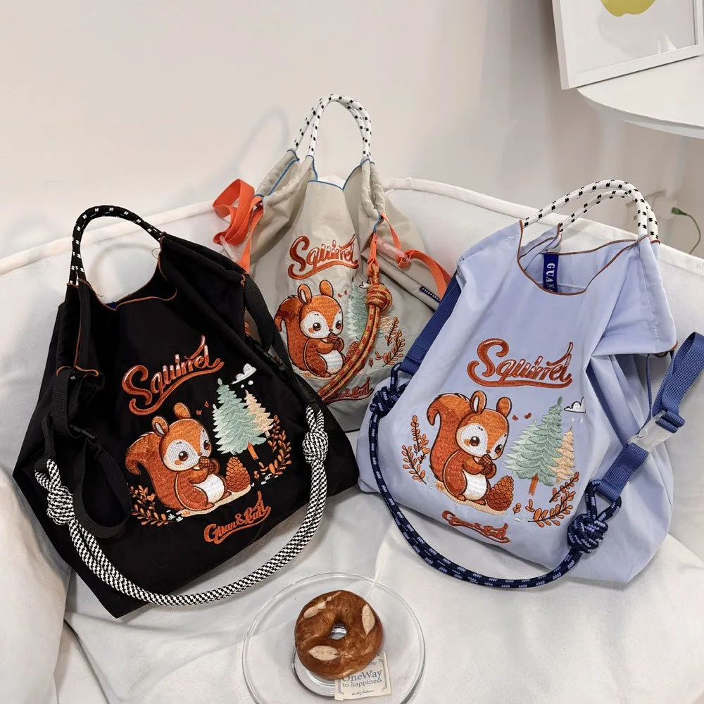 Japanese Embroidered Shopping Bag Handbag Oxford Bag Embroidered Nylon Waterproof Shopping Bag Portable Shoulder Cross-Span Bag