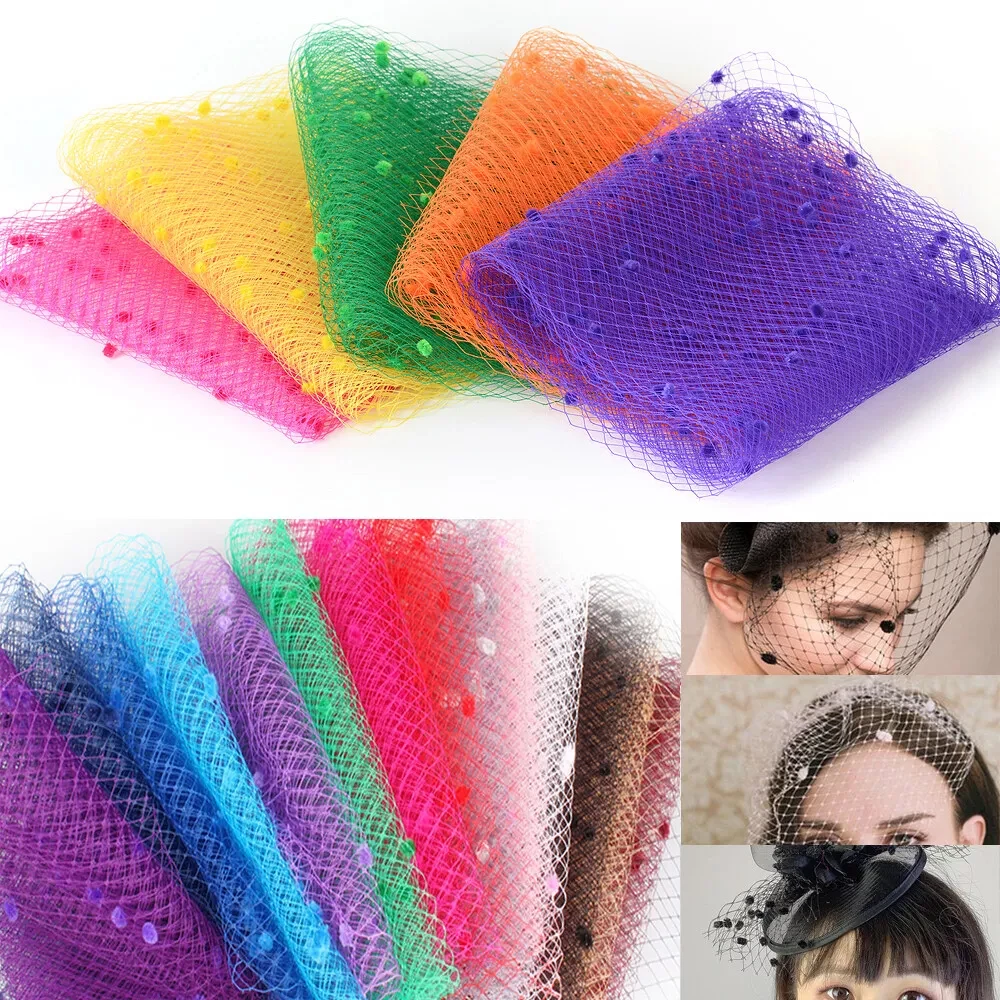 25cm Width Birdcage Face Veil Netting Trim Dot Fabric For Women Dress Wedding Millinery Fascinator Hat DIY Hair Accessories 3M