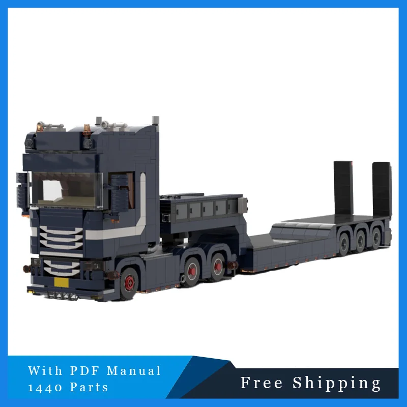 1440 Uds. Coche urbano, modelo de camión azul, bloques de construcción MOC, vehículo resistente, ingeniería de construcción, juguete de ladrillo, regalo de cumpleaños