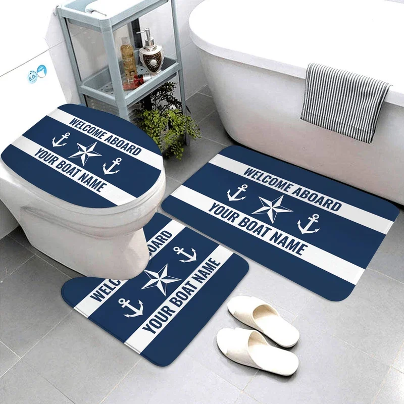 Dark blue nautical decorative bath mat bathroom rug and mat set bathroom mat three piece bathroom products customizable