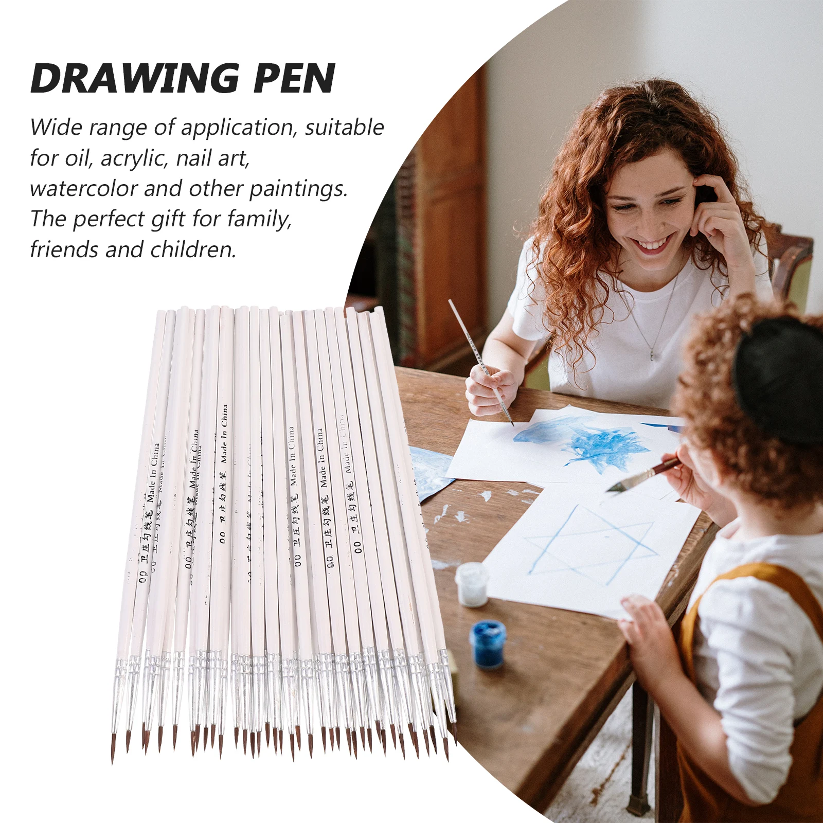 100本入り油絵筆 ナイロン毛 ディテールペイントブラシセット アクリル水彩ネイルアート用 細筆 クラフトブラシ