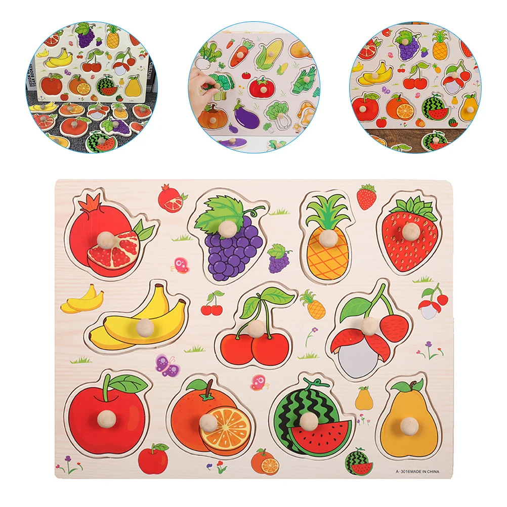 

Fruit Grasp Board Puzzle Wooden Educational Toddler Learning Matching Plaything Cognitive Shape Recognition Early Learning