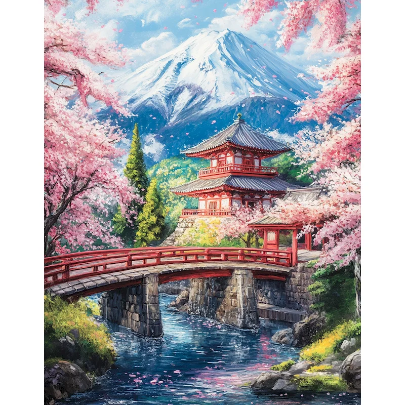 

GATYZTORY 40x50cm Painting By Numbers For Adults Cherry Blossom Paint By Number DIY Gift Unique Japanese Home Decors Artwork