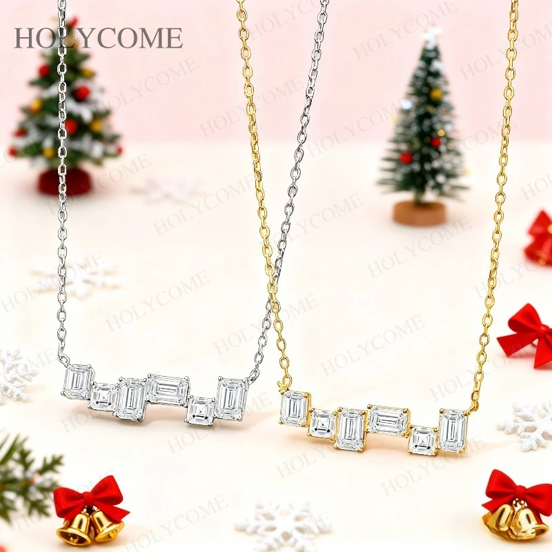 

Специальное изумрудное ожерелье Asscher, кулон на заказ, муассанит, цвет D, VVS1, стерлинговое серебро 925 пробы для рождественской вечеринки, ювелирные изделия