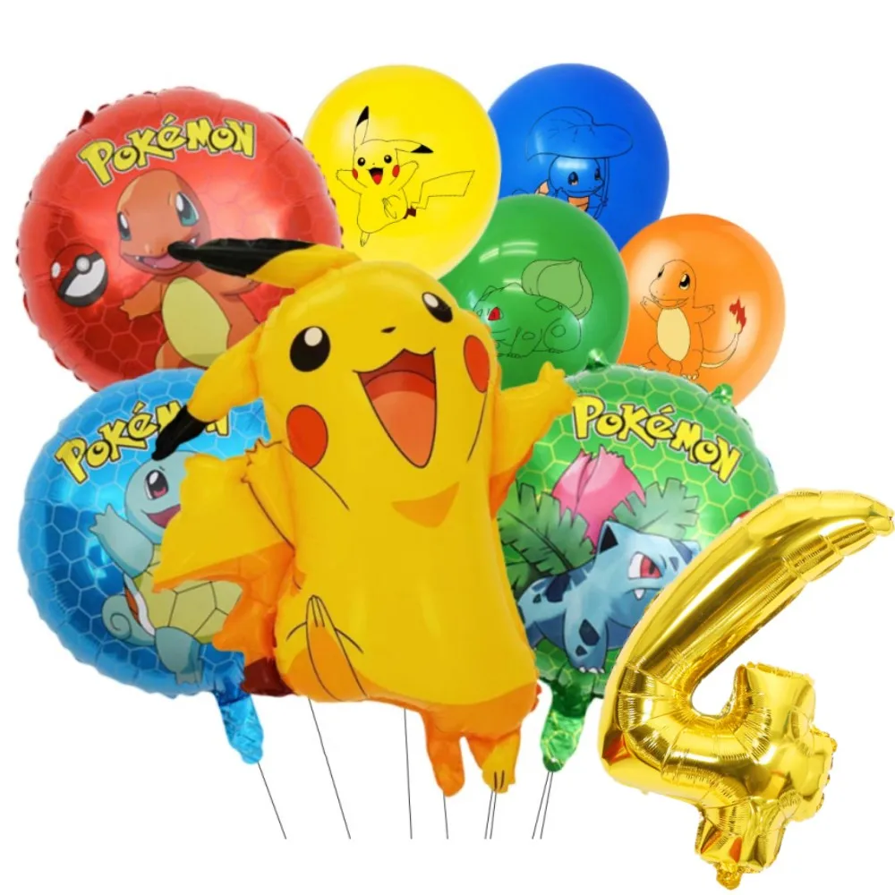 1Set Pokemon Balloon 32 Inch Number Foil Balloons 1st-9st Kids Pikachu Theme Birthday Party Decorations Baby Shower Globos Toy