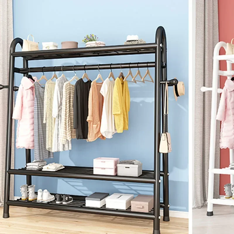 

Heavy Duty Clothes Rack Aluminium Black Floor Stand Balcony Clothes Hanger Metal Space Saver Industrial Room Furniture