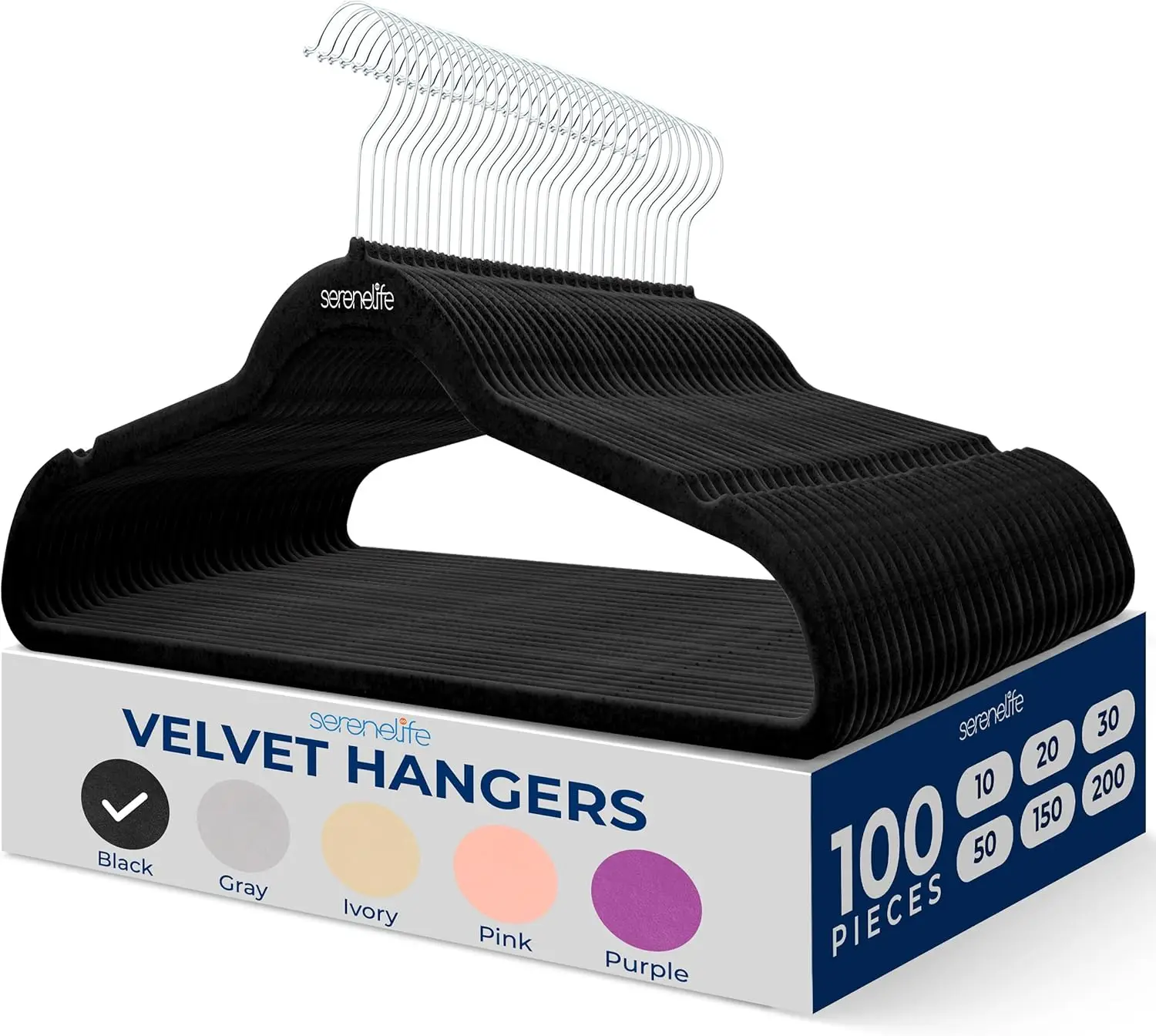 

100 Pack Velvet Hangers - Non-Slip Felt with 360° Swivel Hook, Space-Saving, Ultra-Thin, Lightweight for Shirts