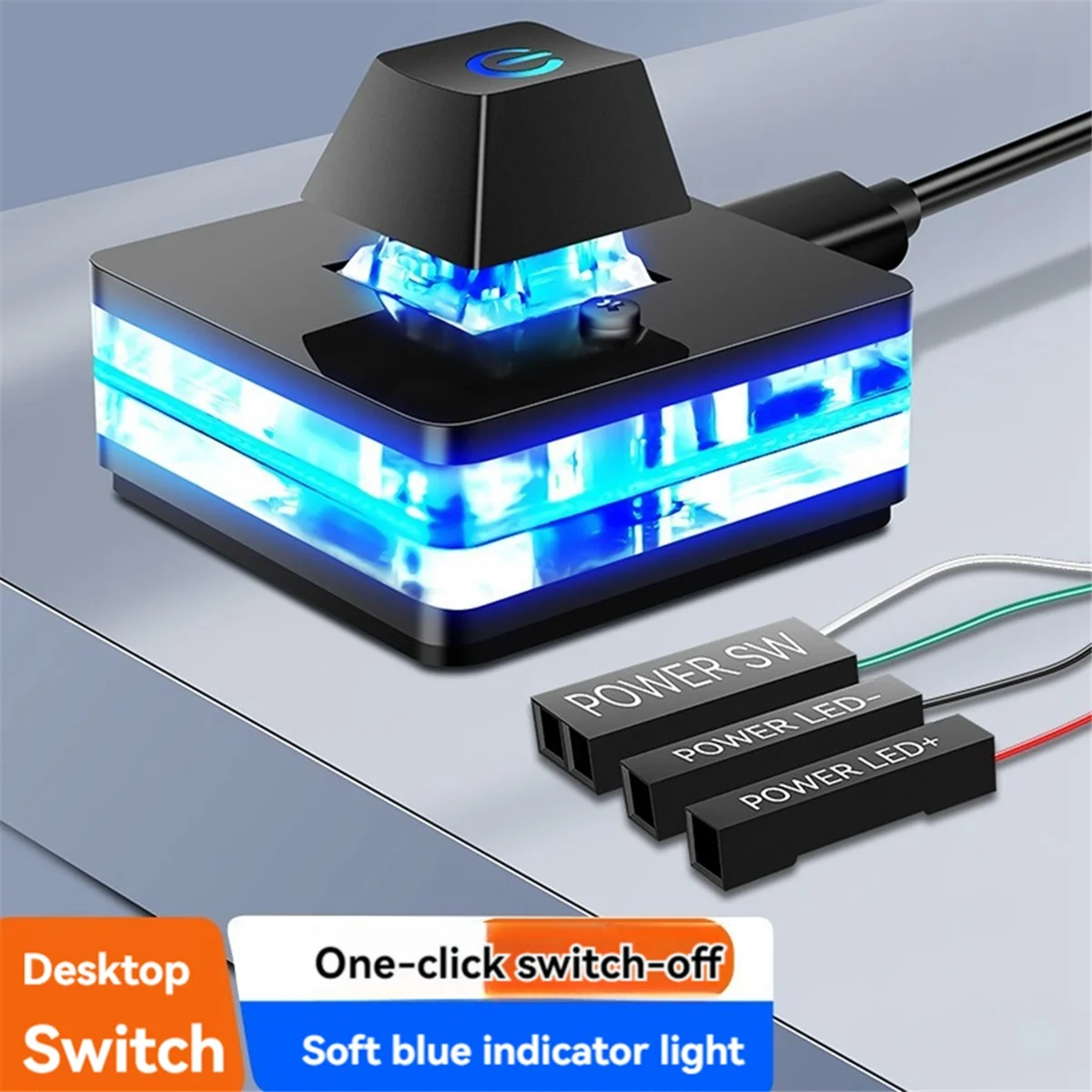 Computer Desktop Switch Blue LED Computer Motherboard External Start Power Button Extension Cord Computer Switch On/Off F