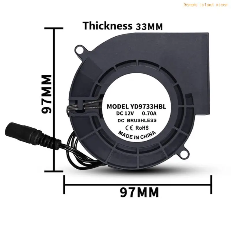 97mm 12V Centrifugal Blower Fan Ball Bearing for Electronics Cooling and Ventilation Outdoor Electric BBQ Blower Fan HX6C