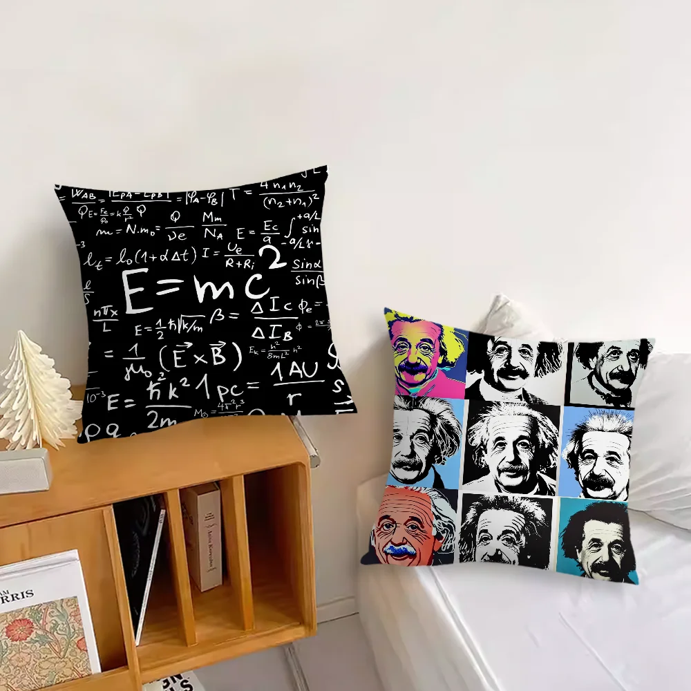 Art Math Pillow Case Sofa Living Room Bedroom Headboard Backrest Cushion Square Cushion A-Albert E-Einstein Nap Time