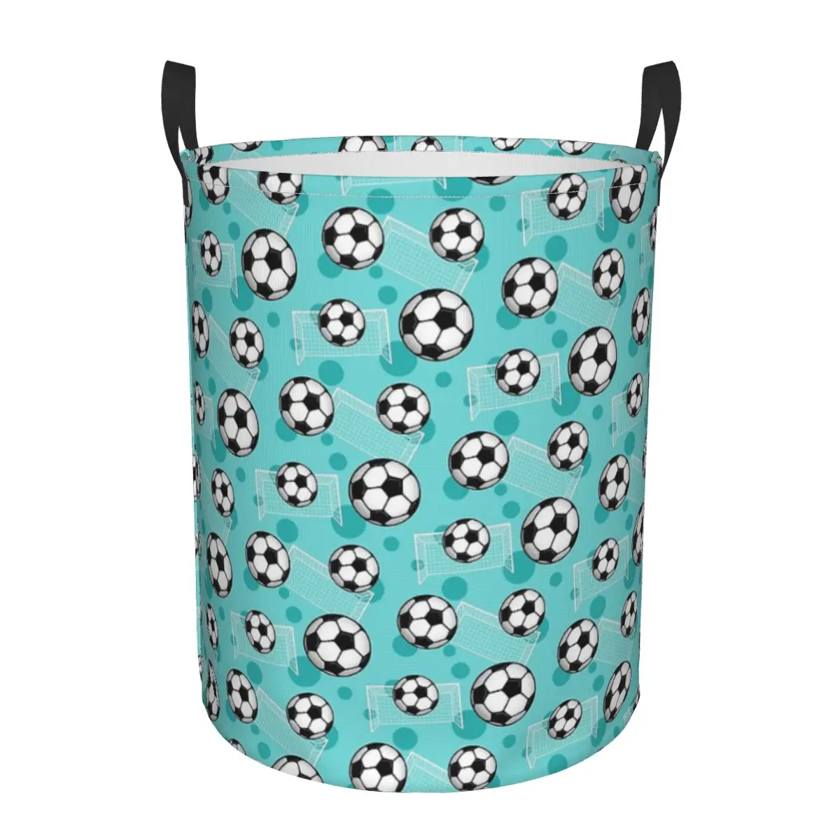 Soccer Ball And Goal Teal  - Teal Soccer Dirty Laundry Baskets Foldable Large Waterproof Clothes Toys Sundries Storage Basket