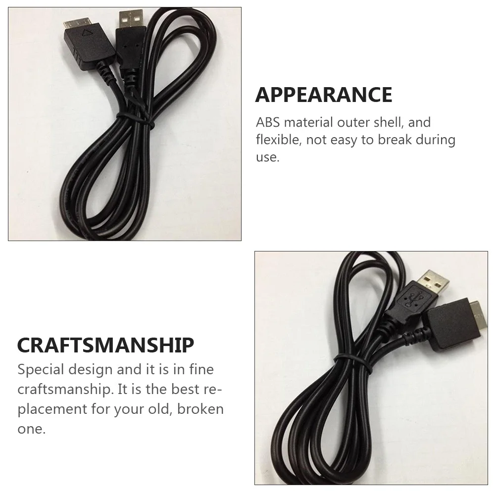 

2 PCS MP3 Data Cable Charging USB Copper Core Sturdy Replacement for MP4 Player ABS Flexible Durable Dirt Resistant Stereo Jack
