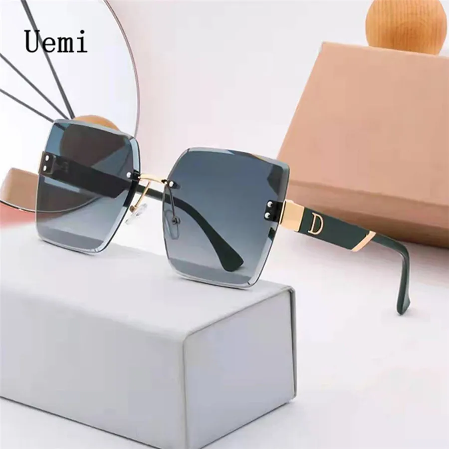 New Fashion Luxury Brand Rimless Women Sunglasses For Men Vintage Designer Square Frame Sun Glasses Female Shades UV400 Eyewear