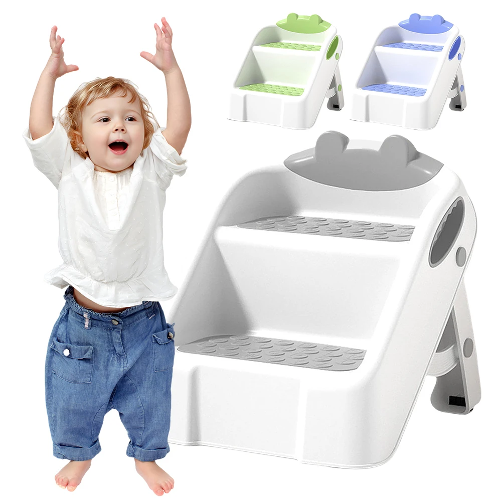 2 Step Stool for Kids Anti-Slip Kids Step Stool Foldable Step Stool for Potty Training Bathroom and Kitchen