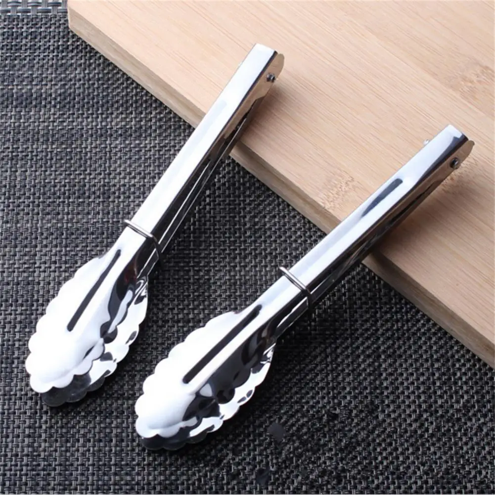 Food Tongs Slide Buckle Shell Head Kitchen Clamps Easy Lock Anti-deformed Cooking Tongs Stainless Steel Anti-rust Serving Clips