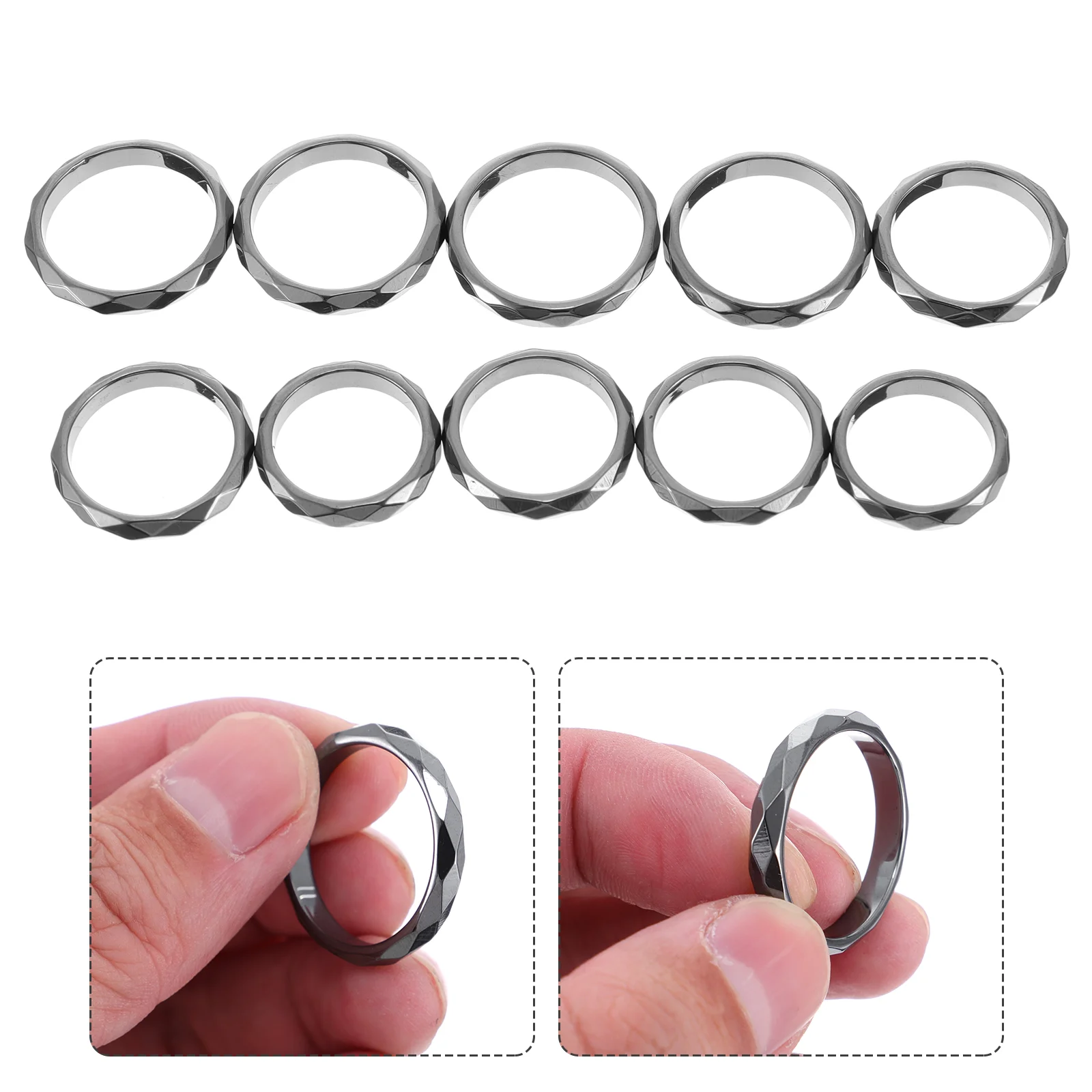 Кольца с отрицательной энергией, черный желчный камень, палец, немагнитный, настоящий гематит, изысканный