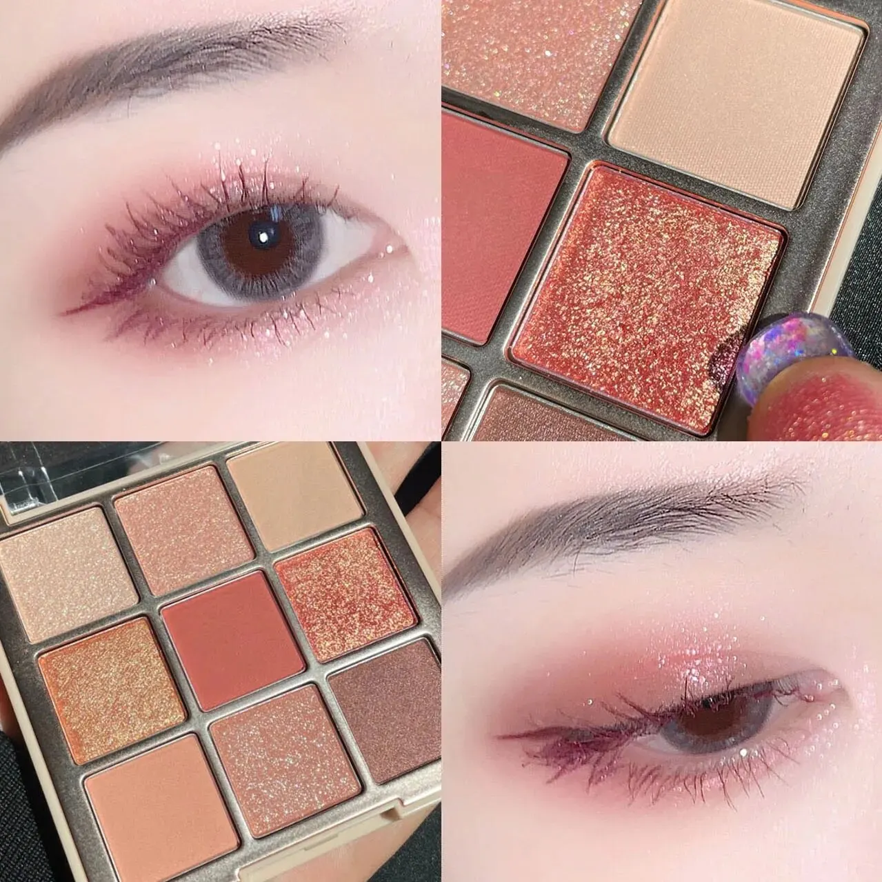 DIKALU Rich Rose INS Korean Transparent Nine-color Acrylic Eyeshadow Palette Pearlescent Matte Nine-grid Eyeshadow