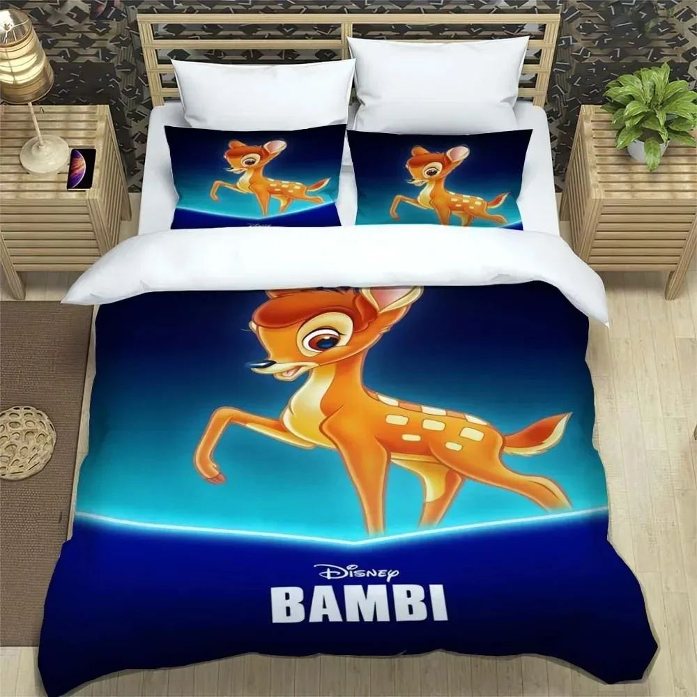 

3D Print Bambi Bedding Set,Duvet Cover Comforter Bed Set Quilt Cover Pillowcase,King Queen Twin Size Boys Girls Adults