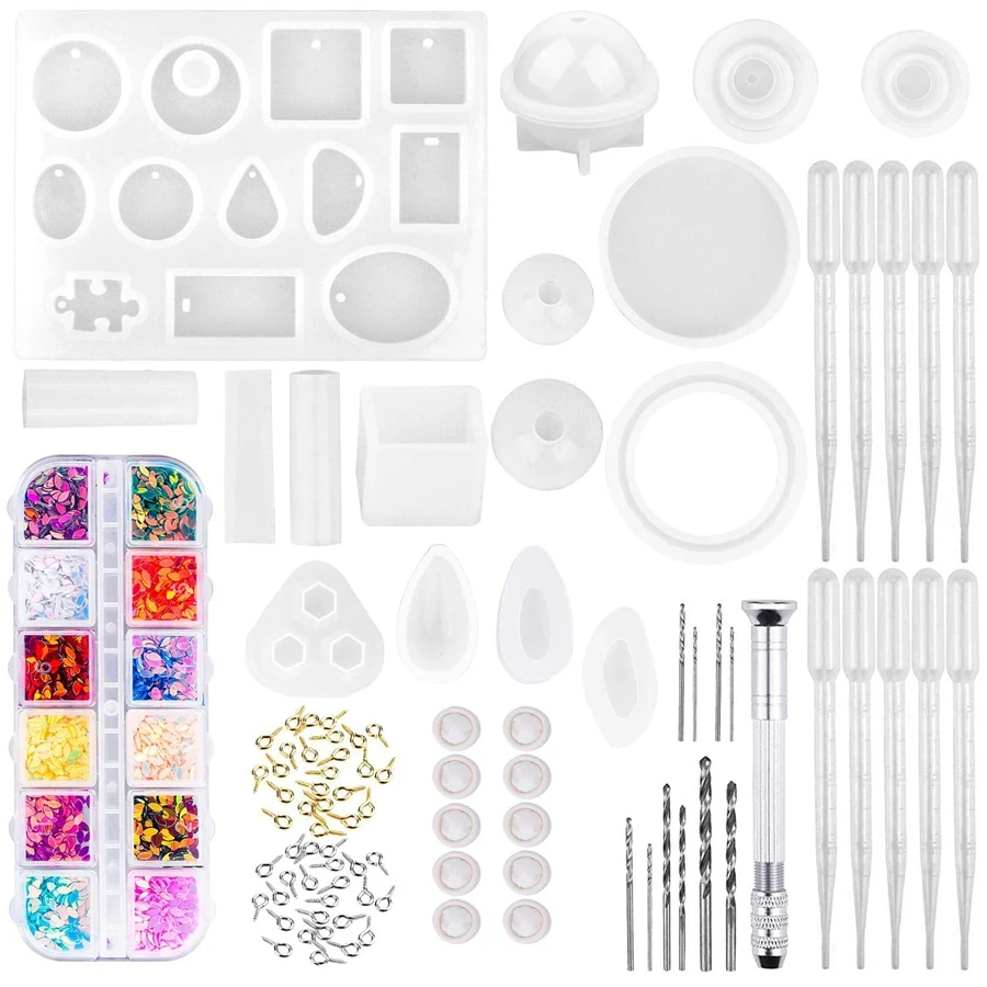 

AB72-Resin Molds, 149 Pieces Silicone Resin Casting Molds and Tools Kit for Jewelry Resin