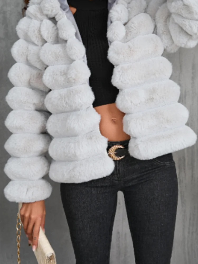 Herfst Winter ort Dames Faionable Nep Bontjas Veelzijdige Ins Sle Lady Lichte Luxe Sle Jas met Hoed Lange Sve