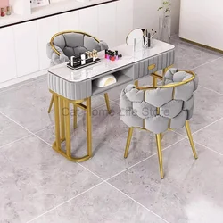 Dressing Manicure Nail Tables Glass Tabletop Modern Reception Simple Nail Table Japanese Nail Artist Salon Furniture Mesas LLMT