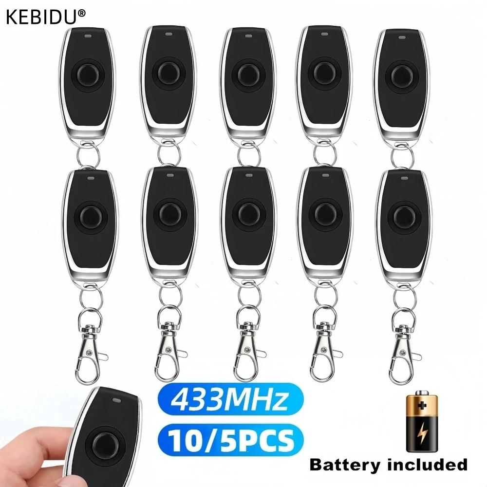 10/5pcs 433MHZ Remote Control 1 Key EV1527 Transmitter Momentary Mode Self Locking Switch Relay Interlock Garage Door Keychain