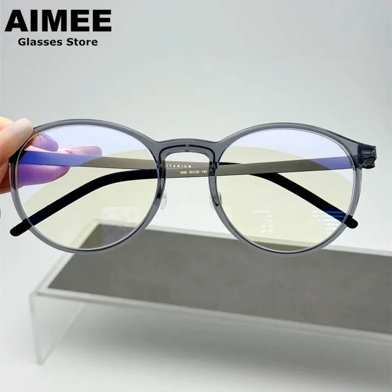 Denmark Brand Retro Round Titanium Glasses Frame Men Women Ultralight Prescription Eyeglasses Optical Screwless Spectacles Gafas