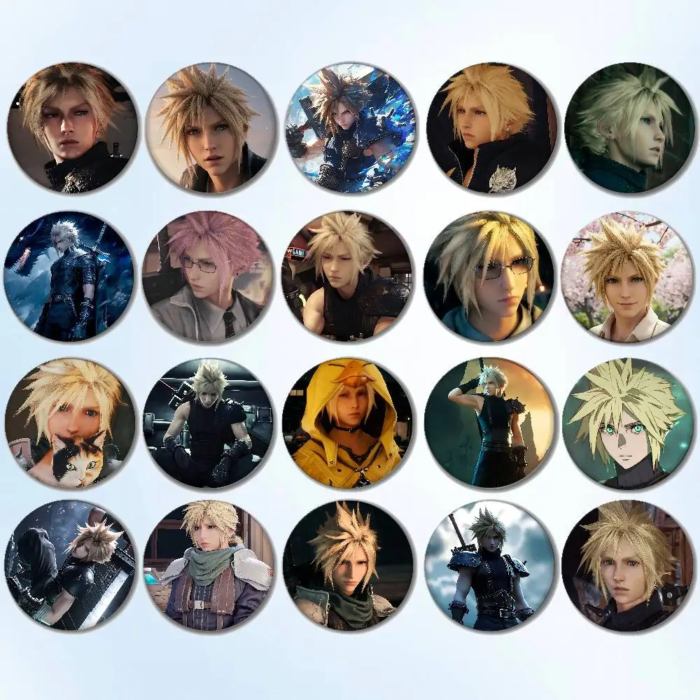 F-Final F-Fantasy Cloud Coole Abzeichen Runde Brosche Niedliche Cartoon Idol Cosplay Abzeichen DIY Rucksack Kleidung Schmuck Pins