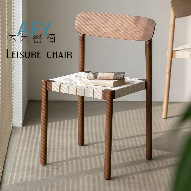 Danish Solid Wood Dining Chair for Scandi Vintage Retro Cafe Bistro Rustic B&B Wabi-Sabi Style Furniture for Home Dining Room