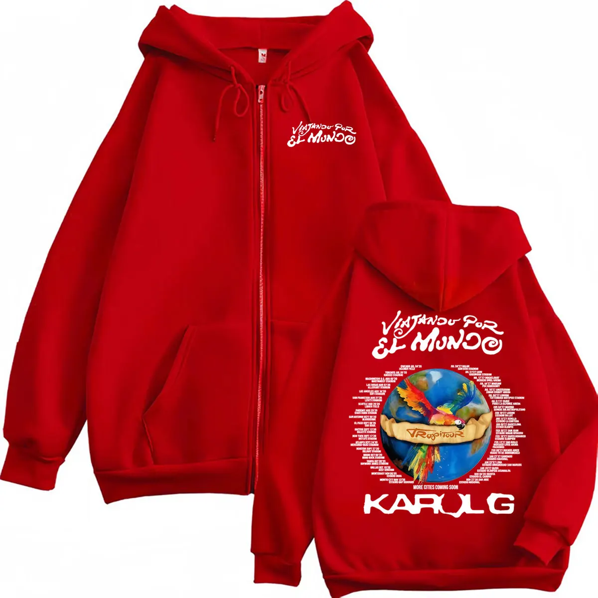 Karol G Tropicoqueta Tour 2026 Konzert Zip-Up Hoodie für Damen und Herren, Modischer Trend-Jacken-Sweatshirt, Hochwertige Reißverschluss-Kapuzenpullover – Detail 4