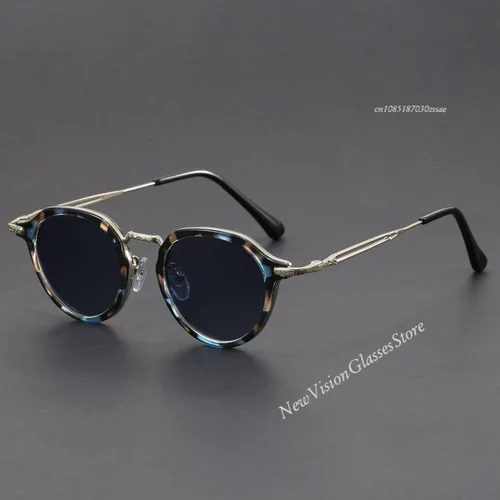 Gafas de sol polarizadas para hombre y mujer, lentes de sol con montura redonda geométrica Retro, diseño Simple, protección UV, prescripción personalizable