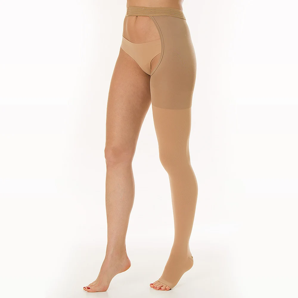 Legbeauty 20–30 mmHg medizinische oberschenkelhohe Kompressionsstrümpfe, Unisex, offene Zehen, Krampfadern, Socke, einzelnes Bein, Lymphödem-Strumpfhose – Detail 9