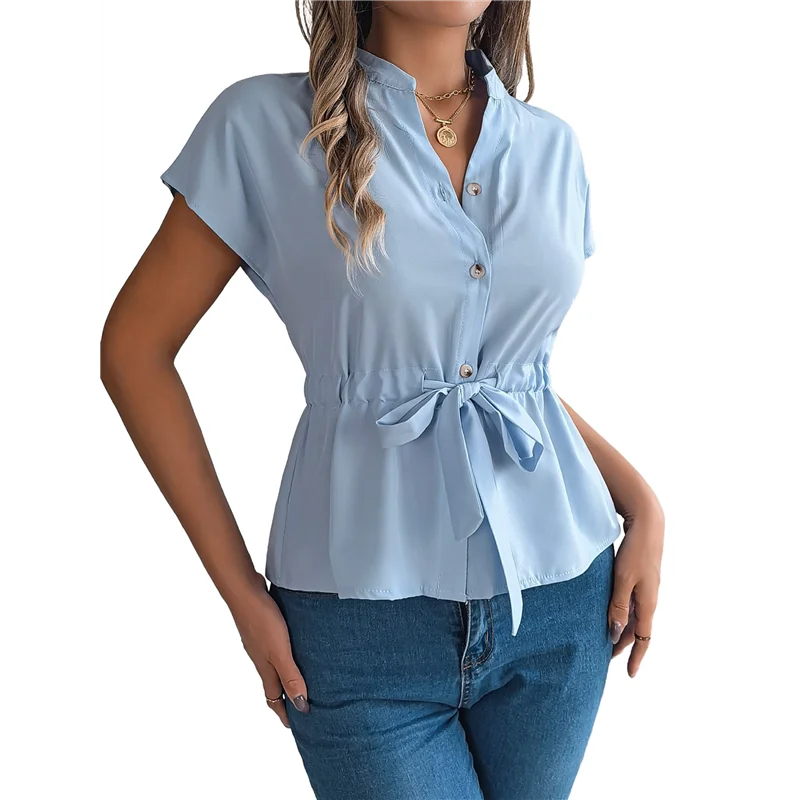 

【SEE】Женские блузки на пуговицах, повседневные летние топы, нарядные шифоновые рабочие рубашки