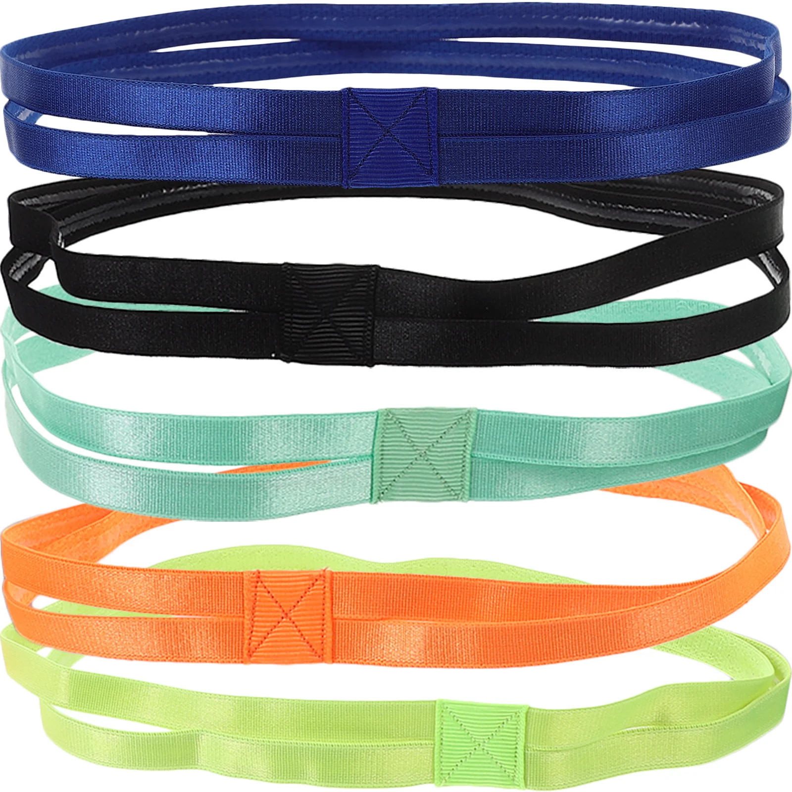 

5pcs Anti-Slip Sweatbands Lightweight Yoga Headband Stretchy Sports Hair Bands Breathable Fitness Headwrap Running Gym Accessory