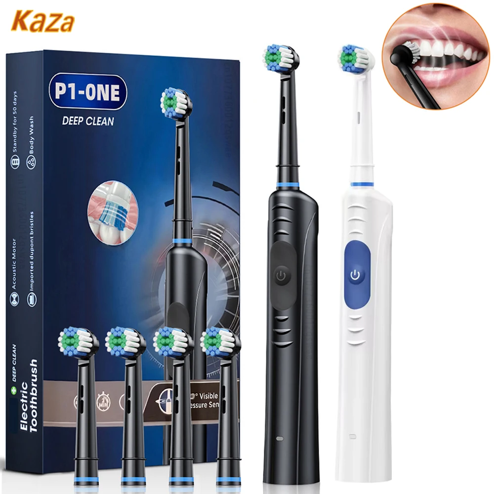 Rotating Electric Toothbrush 3 Modes USB Fast Rechargeable Rotary Electric Toothbrush with Timer Travel Case and 8 Brush Heads