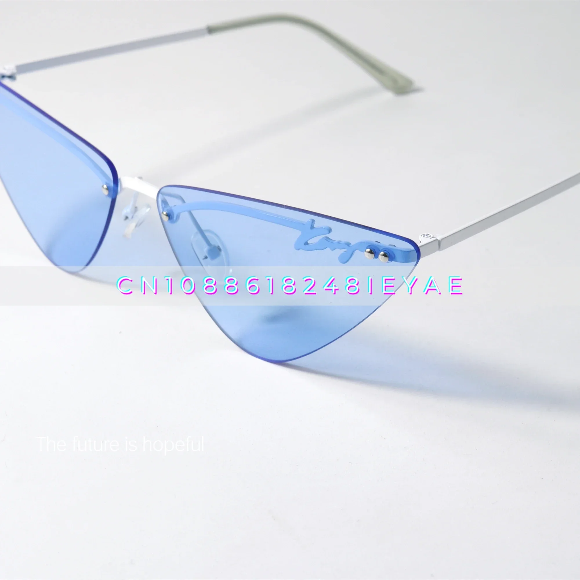 Gafas de sol de aguacate fresco UV400 protección UV sin marco ojo de gato triángulo gafas de sol vanguardistas personalizadas